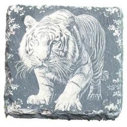 Dessous de verre carré x4 en ardoise de 10 cm tigre