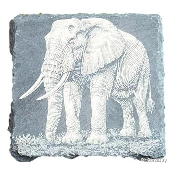 Dessous de verre carr en ardoise de 10 cm lphant