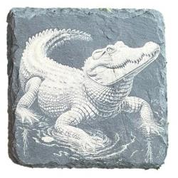 Dessous de verre carré x4 en ardoise de 10 cm crocodile