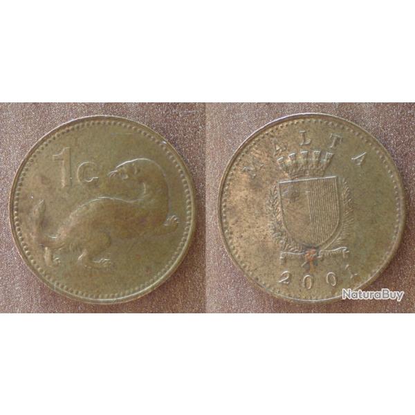 Malte 1 Cent 2001 Liri Piece Otarie Lira Europe