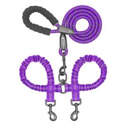 Laisse coupleur en nylon 1M70 - LIVRAISON GRATUITE - Violette