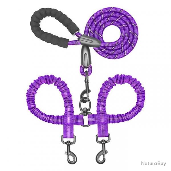 Laisse coupleur en nylon 1M70 - LIVRAISON GRATUITE - Violette