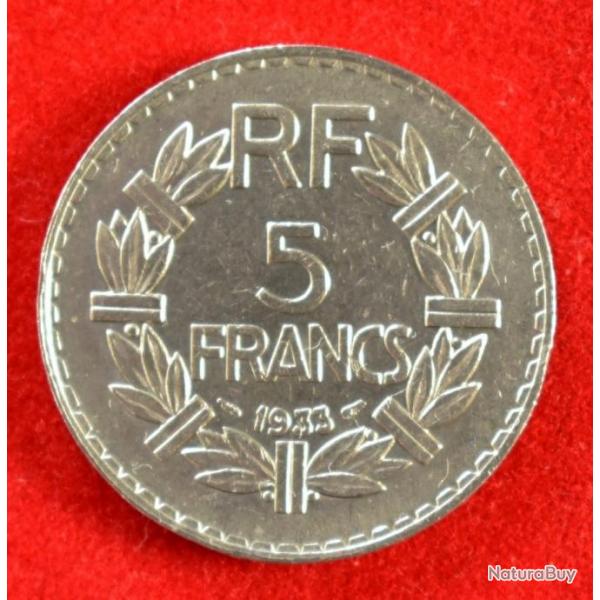 Pice de 5 francs Lavrillier nickel 1933, tat superbe