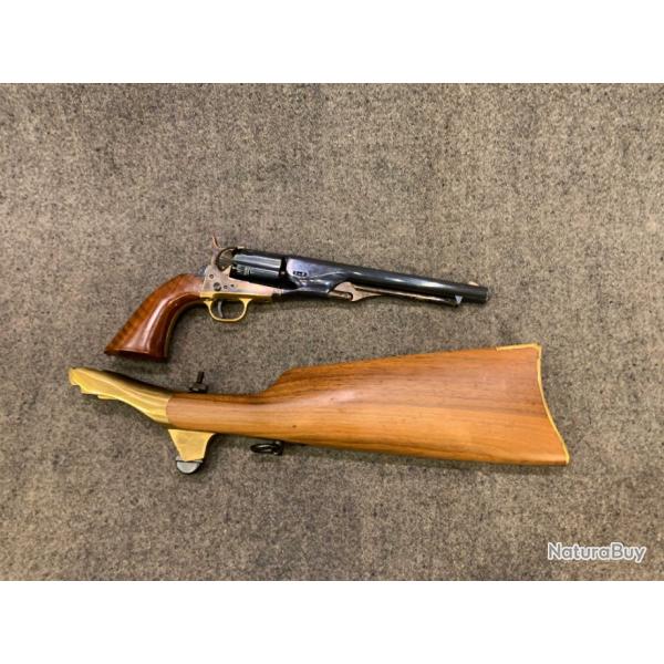 Colt 1860 Uberti cal. 44 Charcoal Blue, barillet cannel, avec crosse d'paule