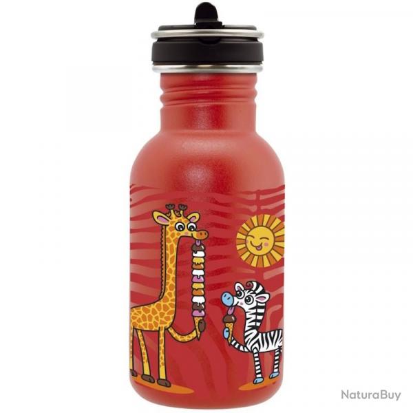Gourde inox enfant Laken Basic Steel 0,5L rouge avec bouchon Flow