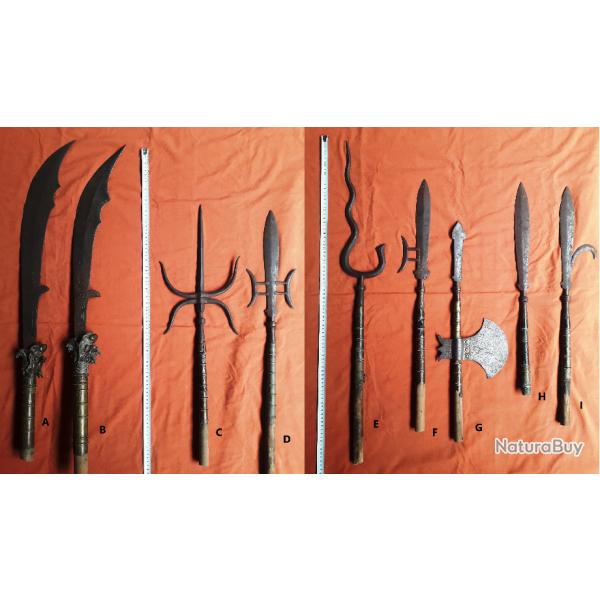 Rare Collection of (x9) Chinese or Asian Spear Heads Halberds - QING Dynasty Era