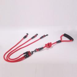 Laisse pour 3 chiens en nylon 1m90 - Rouge