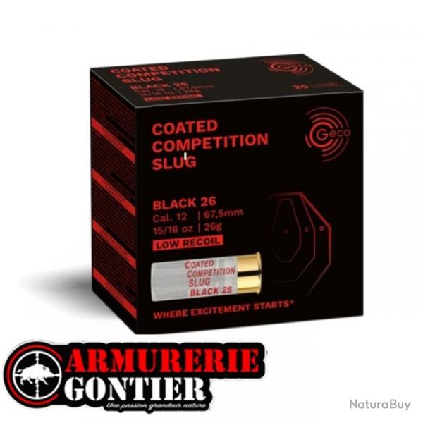 Cartouche Balle Slug GECO Comptition Black 26 gr cal.12/67,5 , boite de 100