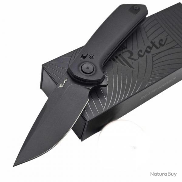 Couteau Reate Knives PL-XF Black Manche Alu Lame Nitro-V Black Pivot Lock Clip REAPLXFA3