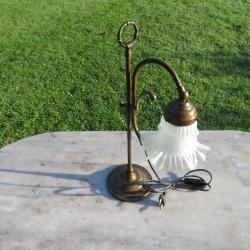 Ancienne lampe de bureau Tulipe en Bronze/Laiton, réglable en hauteur et inclinable-FRANCE(Vers1900)