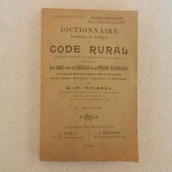 dictionnaire analytique et juridique du Code rural - lois sur la chasse et la pêche fluviale - 1914