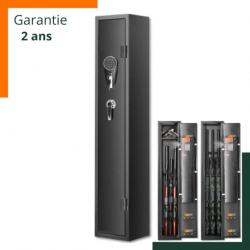 Armoire pour 3 fusils et 4 pistolets - Système d'alarme - Batterie additionnelle - Verrouillage auto