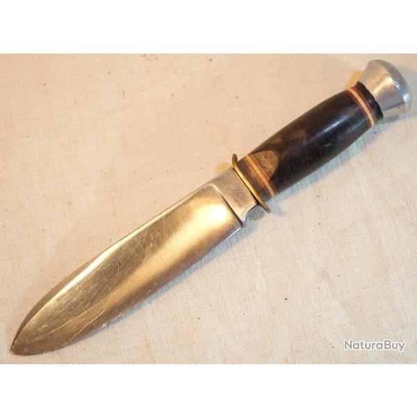 couteau SF type US WWII avec manche  rondelles en cuir Solingen Germany ref SDC24ARB010