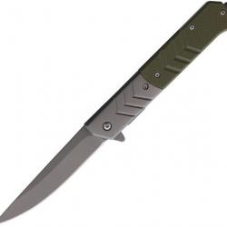 Couteau ElitEdge A/O Green Manche G10 Lame Acier 420C Linerlock Clip EE10A106GN