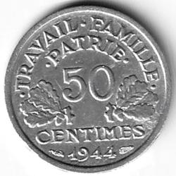 Pièce De Monnaie France 50 Centimes Francisque 1944