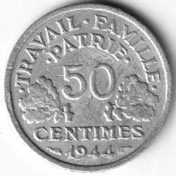 Pièce De Monnaie France 50 Centimes Francisque 1944 C Castelsarrasin