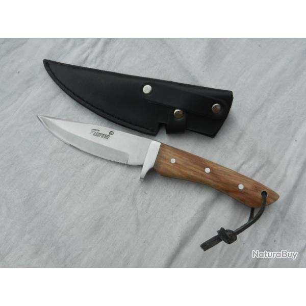 couteau de chasse Lopard 24,5 cm poigne bois de Teck