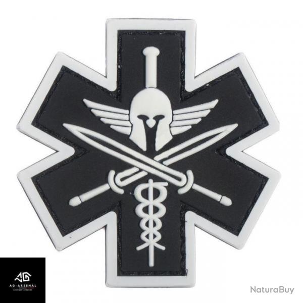 Ecusson Airsoft 3D Medic Tactical velcro Noir et Blanc Phosphorescent