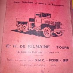 Catalogue et notice d'entretien pour GMC USWWII