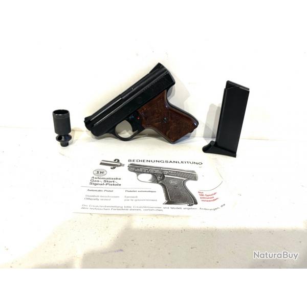 Pistolet  blanc LUGER 15 made in Germany avec notice et lance Fuse