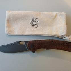 GiantMouse ACE Jutland Burlap Canvas Micarta PVD Vanadis 4E, couteau de poche