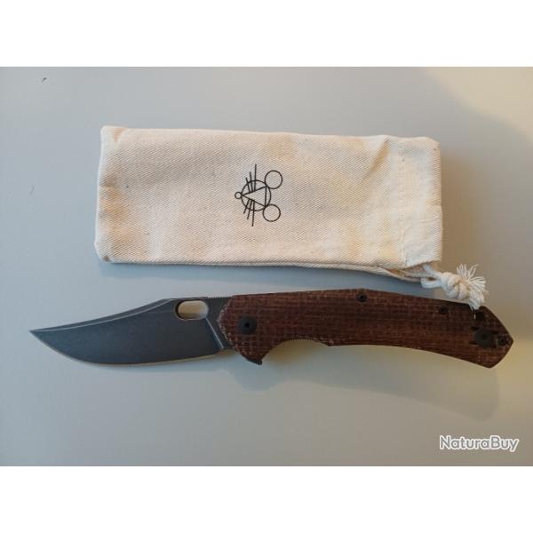 GiantMouse ACE Jutland Burlap Canvas Micarta PVD Vanadis 4E, couteau de poche