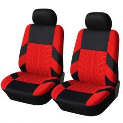 Ensemble de Housses de Siège Avant de Voiture 4 Pièces Universel Lavable Rouge