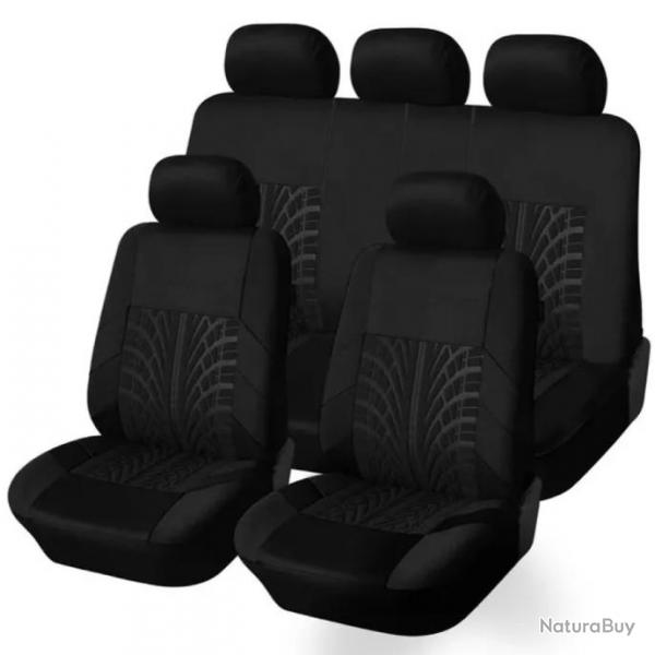 Ensemble Complet Housses de Sige de Voiture 5 Places Universel lavable Noir