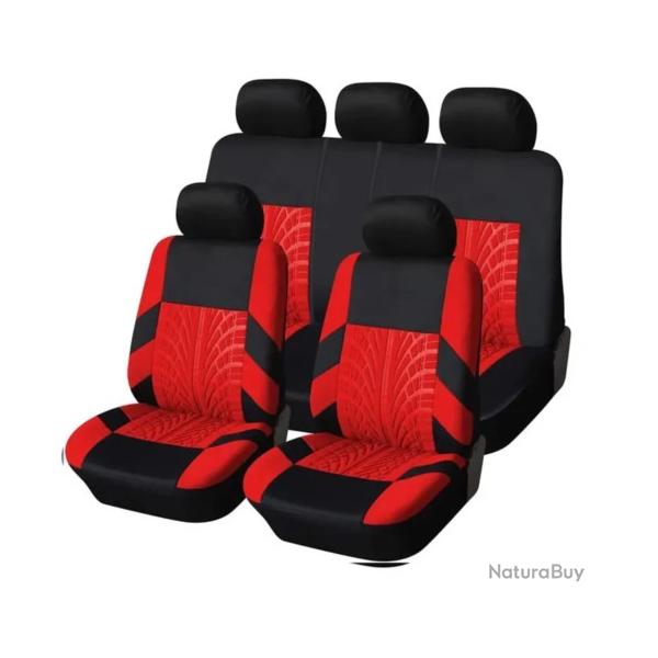 Ensemble Complet Housses de Sige de Voiture 5 Places Universel lavable Rouge