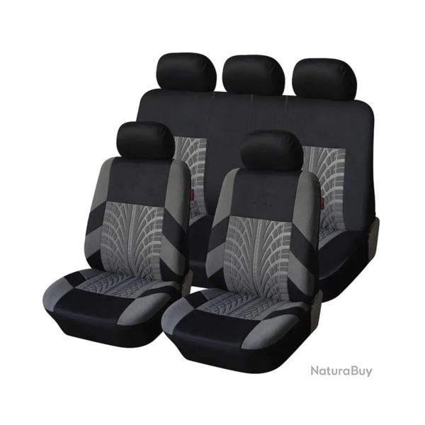 Ensemble Complet Housses de Sige de Voiture 5 Places Universel lavable Gris