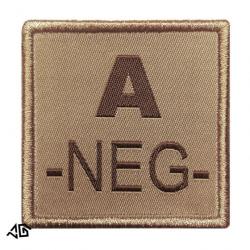 Ecusson de Groupe Sanguin Beige Brodure Marron A -NEG-