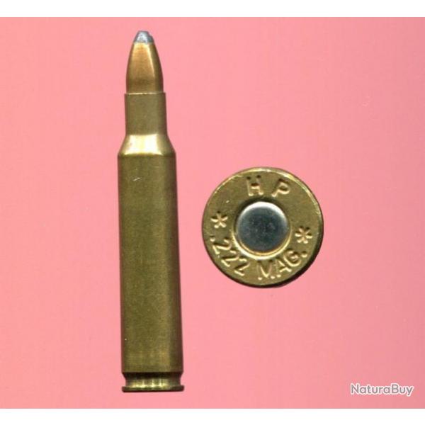 .222 Remington Magnum - balle cuivre pointe plomb - marquage :  HP * 22 REM MAG *