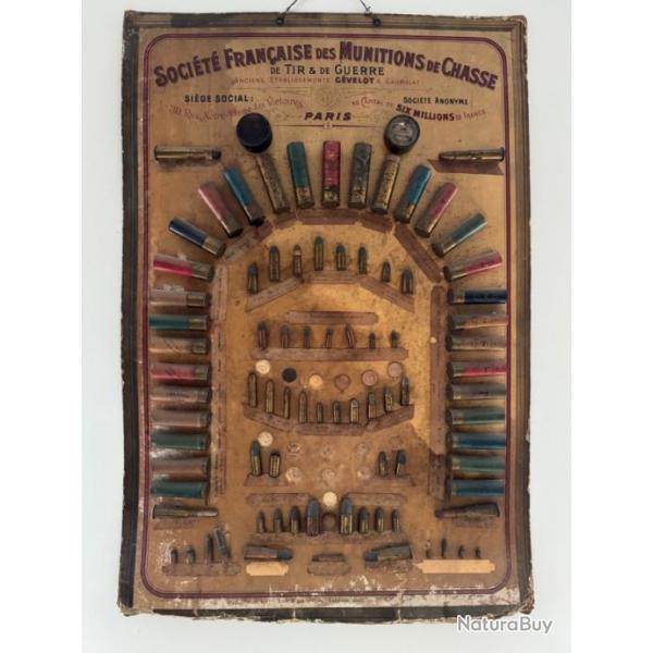 Rare tableau de prsentation de la socit franaise des munitions de chasse