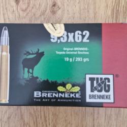 20 Munitions BRENNEKE TUG 293Gr Cal 9.3x62