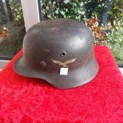 Casque luftwaffe origine Normandie WW2, bel état, insigne et marquages superbes