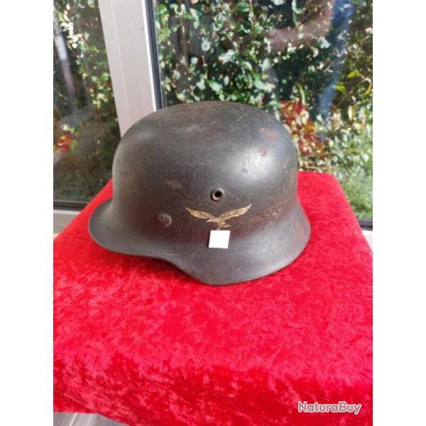 Casque luftwaffe origine Normandie WW2, bel tat, insigne et marquages superbes