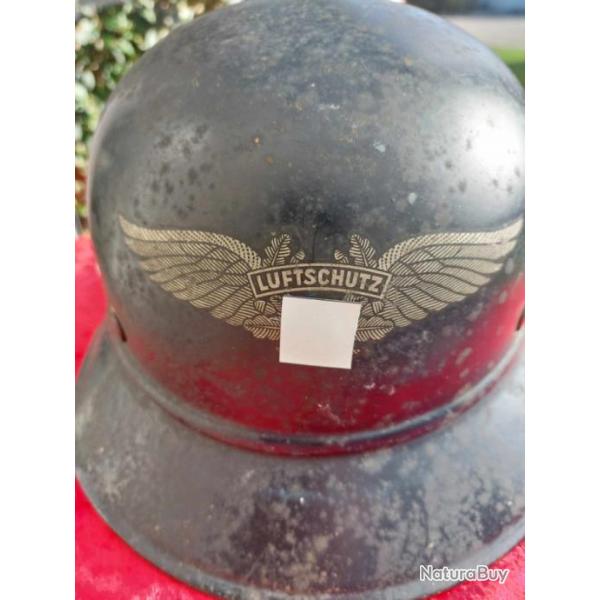 Casque luftschutz pompier en trs bel tat, beaux marquages WW2