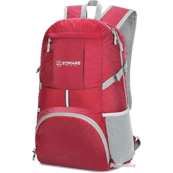 Sac a Dos Pliable Lger  Pliable De Randonne Packable Daypack Pour Femme Homme Sport 35L ROUGE