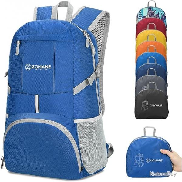 Sac a Dos Pliable Lger  Pliable De Randonne Packable Daypack Pour Femme Homme Sport 35L Bleu