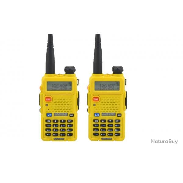 Paire de Talkies-walkies Baofeng UV-5R (Jaune) - LIVRAISON GRATUITE