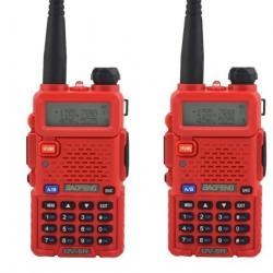 Paire de Talkies-walkies Baofeng UV-5R (Rouge) - LIVRAISON GRATUITE