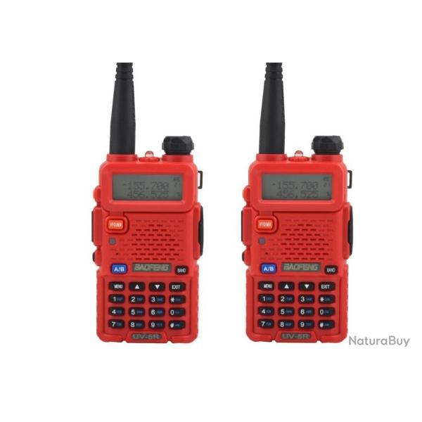 Paire de Talkies-walkies Baofeng UV-5R (Rouge) - LIVRAISON GRATUITE