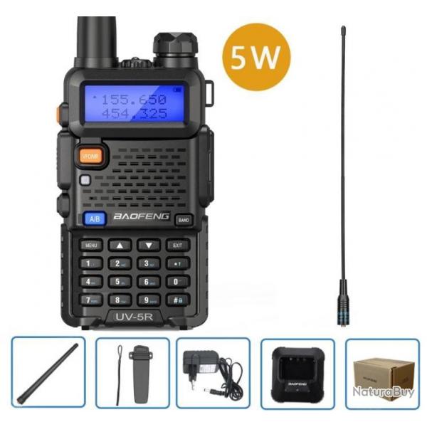 Talkie-walkie Baofeng UV-5R (5W) + Antenne longue - LIVRAISON GRATUITE