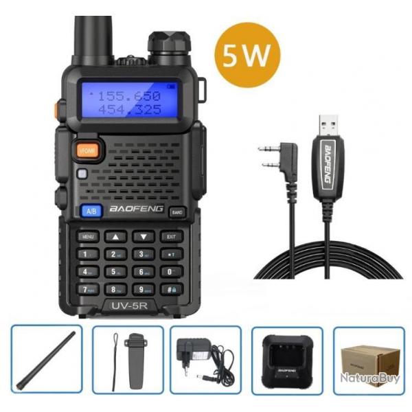 Talkie-walkie Baofeng UV-5R (5W) + Cable USB - LIVRAISON GRATUITE