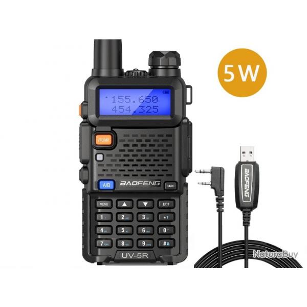 Talkie-walkie Baofeng UV-5R (5W) + Cable USB - LIVRAISON GRATUITE