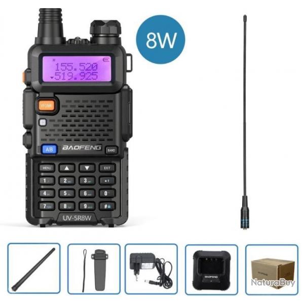 Talkie-walkie Baofeng UV-5R (8W) + Antenne longue - LIVRAISON GRATUITE