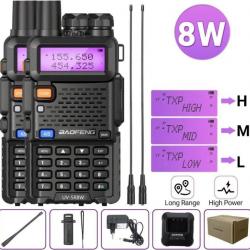 Paire de 2 Talkies-walkies Baofeng UV-5R (8W) + Antennes longues - LIVRAISON GRATUITE