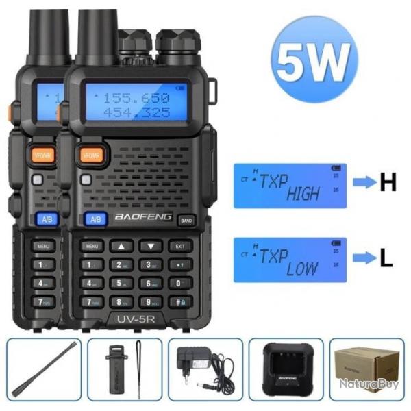 Paire de 2 Talkies-walkies Baofeng UV-5R (5W) - LIVRAISON GRATUITE