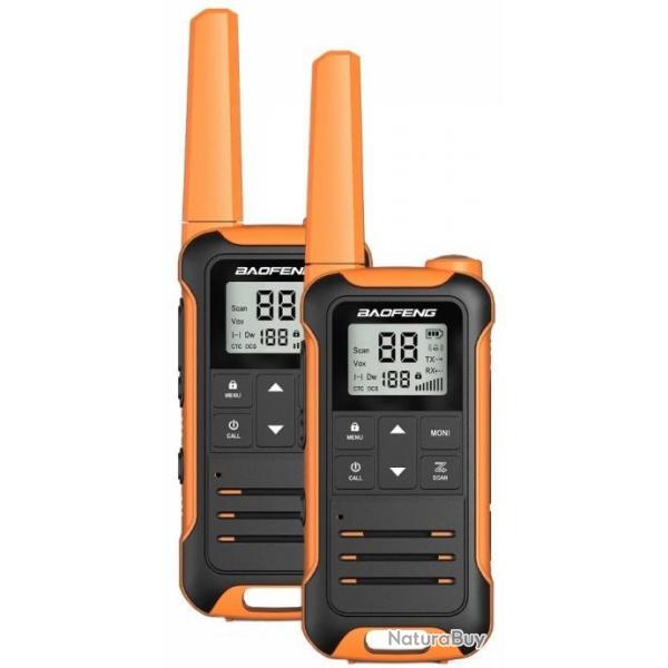 Paire de Talkies-walkies Baofeng F22 PMR446 (Orange) - LIVRAISON GRATUITE