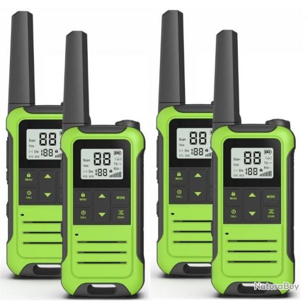 Lot de 4 Talkies-walkies Baofeng F22 PMR446 (Vert Clair) - LIVRAISON GRATUITE